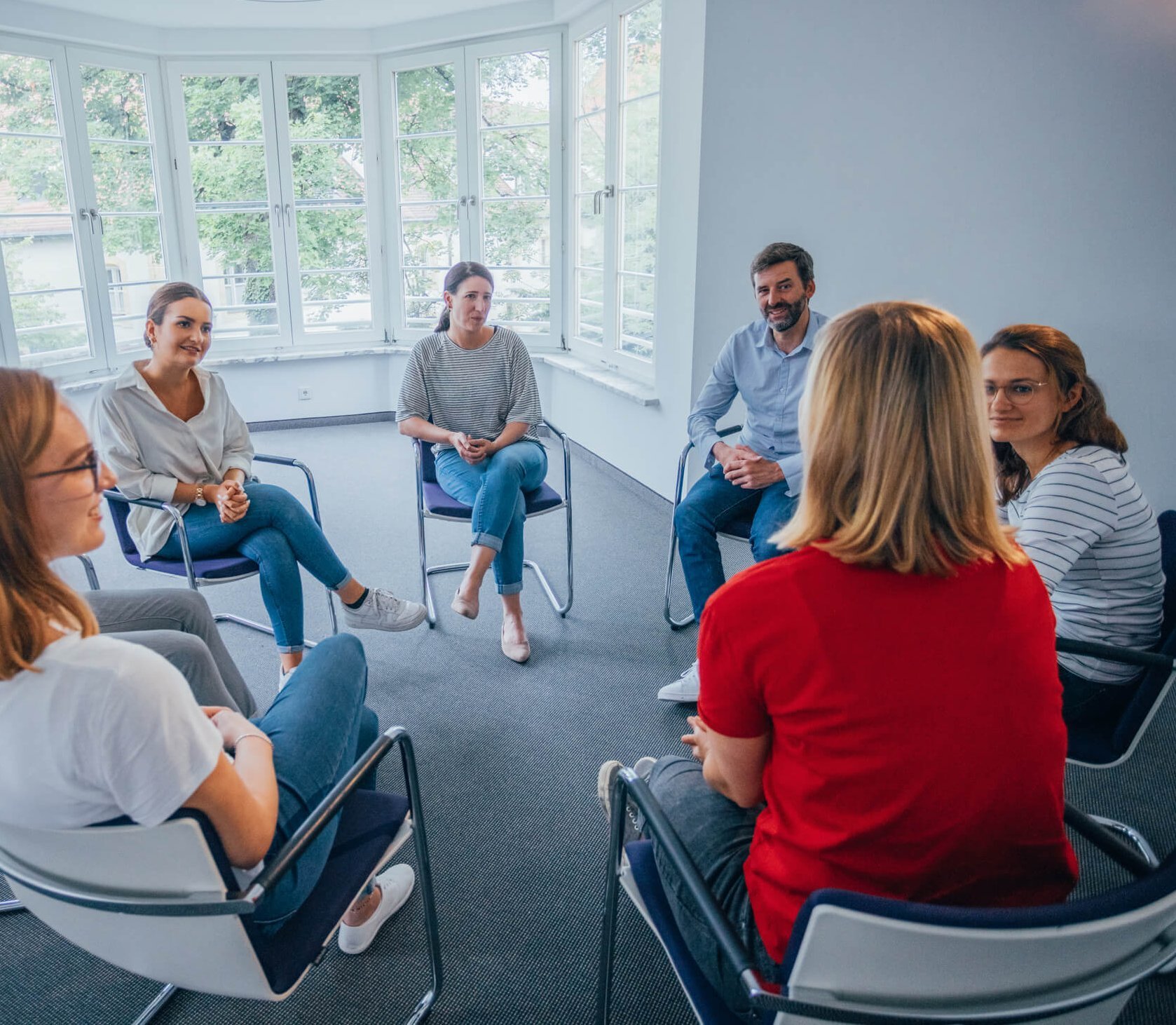 Sitzkreis während der Psychotherapie